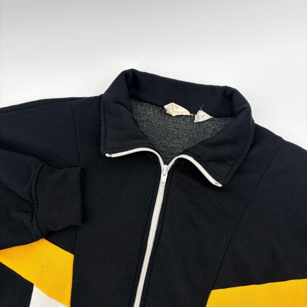 Vintage‎ USA Olympics Track Jacket Mens Medium Black Yellow Colorblock Full Zip